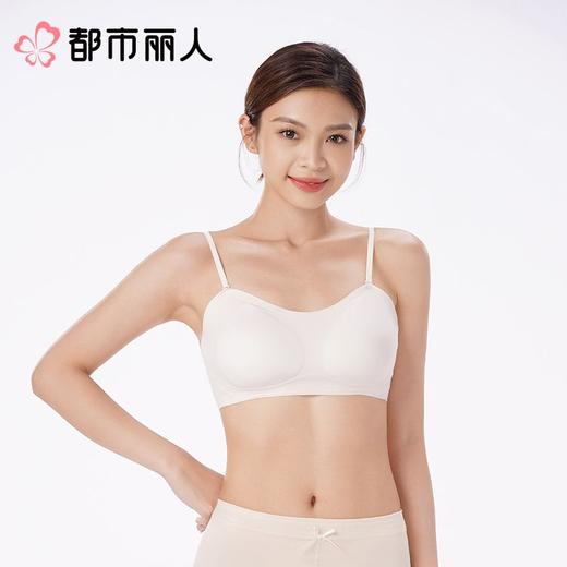 都市丽人背心无罩杯薄锦纶冰丝背心短抹胸有杯垫时尚美搭LVC1A6 商品图1