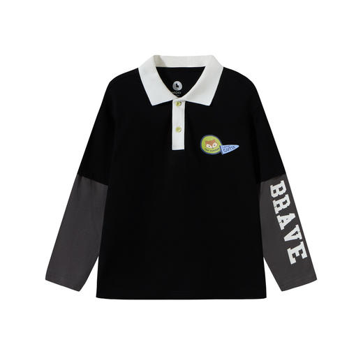 【MQD】童装男大童POLO衫26春季假两件儿童学院风经典拼接休闲长袖T恤 商品图4