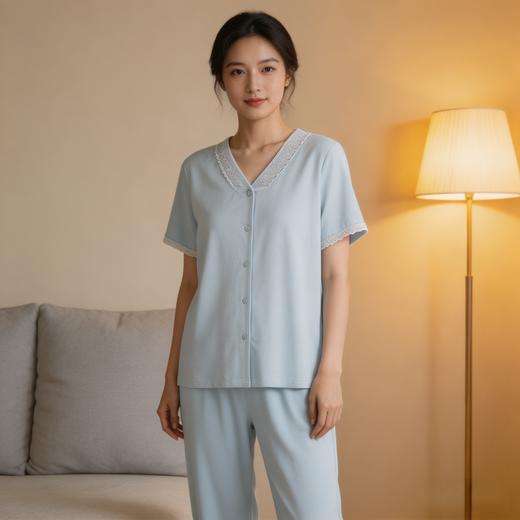 【天丝棉双面】SCHIESSER德国舒雅女短袖长裤套装60支天丝棉双面 50%天丝  50%棉     31/27121H 商品图0
