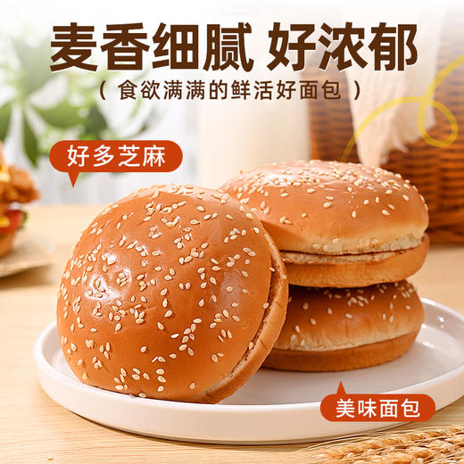 【来DIY啦❗️芝麻汉堡胚】麦香醇厚，表皮金黄带光泽，芝麻香气突出，口感松软有嚼劲，不干不柴，汉堡包面包胚家用商用早餐代餐加热即食汉堡半成品QQ 商品图3