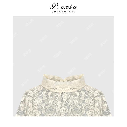 03-2潘依绣丁丁宠粉法式气质简约蕾丝长袖上衣Q64853 商品图2