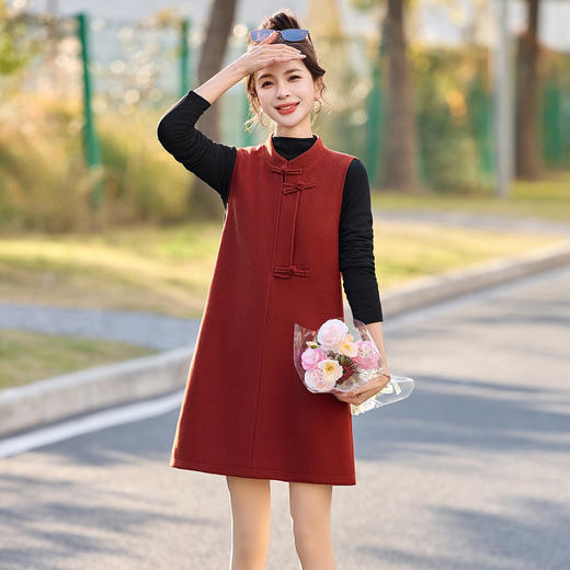 新中式套装女装春秋2026年新款小个子国风盘扣背心裙打底衫两件套DMGY2663 商品图1