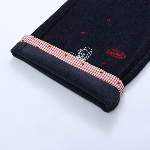 【MQD】童装女大童冬季新款儿童可爱萌趣卡通裤子加厚奥利绒牛仔裤 商品图3