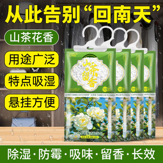【一挂“湿”无忧❗️可挂式香氛除湿袋】衣柜里的 “除湿香薰”，让衣物自带山茶花香！可挂式设计，使用超方便，哪里潮湿挂哪里，吸水除湿防潮卧室干燥剂，吸水除湿防潮卧室干燥剂L 商品图1