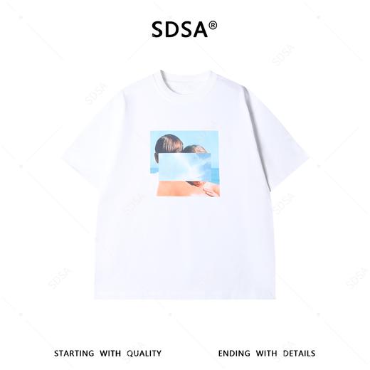 266029SDSA男装2026新款潮牌复古艺术风短袖海滩拼贴印花宽松T恤 商品图3