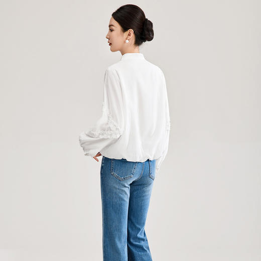 「高货wl」全新升级【铂金会员275/天猫369/差价94】(00843)洛诗琳法式气质蕾丝拼接衬衫2026春季新款天丝刺绣上衣 商品图1