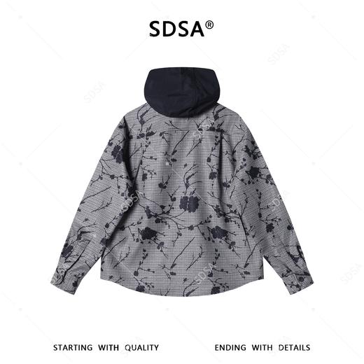 26CS45SDSA男装2026新款高贵轻奢时尚百搭撞色花卉拼接连帽衬衫外套百搭 商品图4