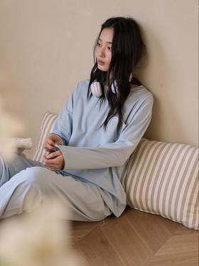 【多妈团购 无印家居风拼色家居服9841】超柔软，穿上都舍不得脱~93.9%棉，吸湿透气，细腻清爽，宽松剪裁，身材包容性绝了-连横