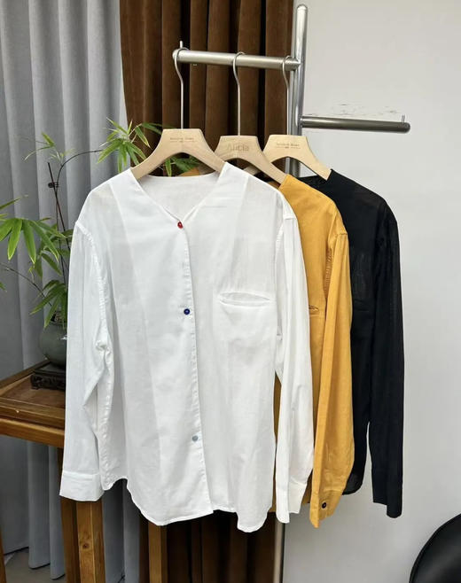 原单彩色扣棉质衬衫 商品图0