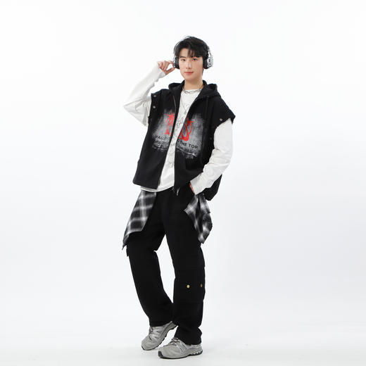 做旧设计潮流街头连帽马夹-纪念日百货门店同款169650498 商品图3