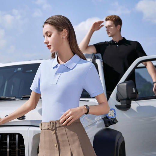 200g纯色大珠地纯棉经典款翻领短袖上衣  XYD-8101 商品图3