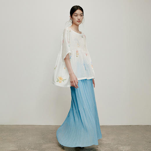 【林栖设计小店】一池涟漪|百搭多色压褶垂感飘逸2026夏新款毛织半身裙1962126 商品图8