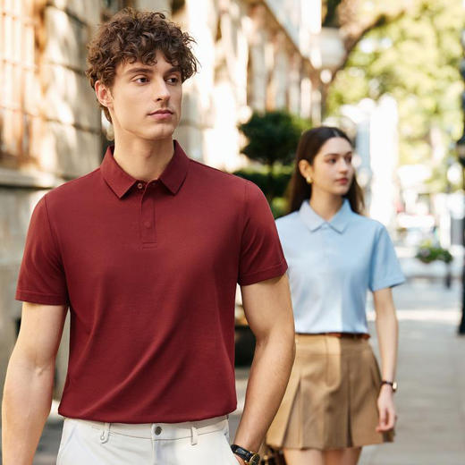 纯色简约经典百搭商务短袖翻领艾高珠地棉polo衫   XYD-5900 商品图0