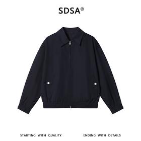 SDSA男装2026新款高贵轻奢复古设计感纯色拉链翻领夹克外套百搭