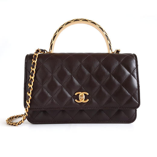 【95新】CHANEL香奈儿AP3370 B12915 NO207 23A深紫色蕾丝浮雕手柄woc链条包单肩包女士040326NJ15 商品图0