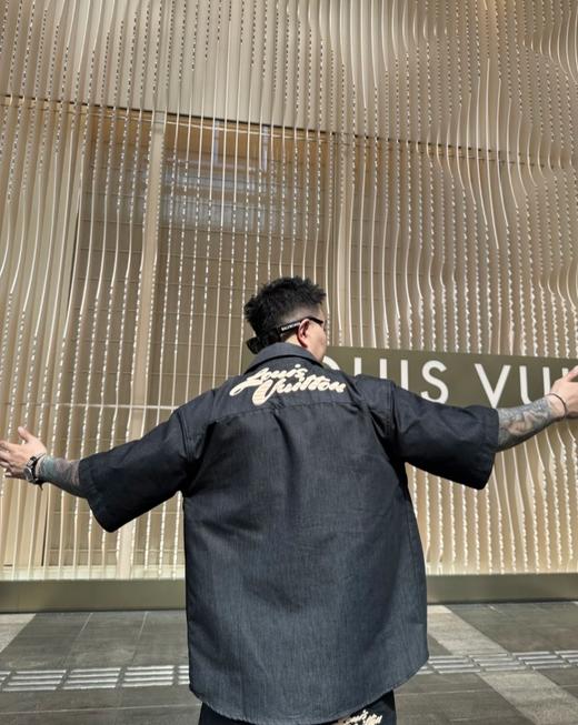 驴家25ss拉菲草刺绣牛仔短袖衬衫（DY） 商品图3