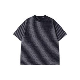 SDSA男装2026新款日系复古条纹上衣重磅细条纹宽松短袖休闲T恤