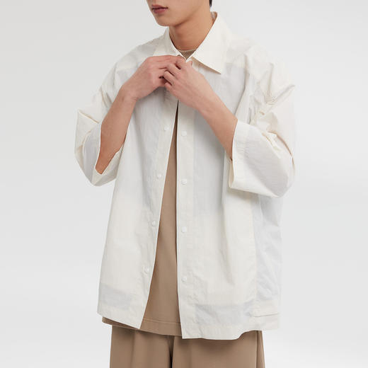 MODE COMMUTER | MC不潮品微皱四合扣七分袖翻领衬衫 商品图4