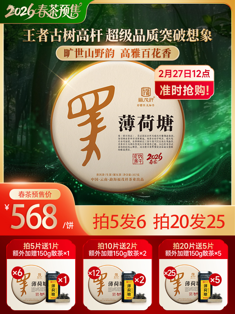 2026年春茶【薄荷塘】古树茶，易武茶区薄荷塘古茶园核心茶地纯料古树茶357克普洱生茶
