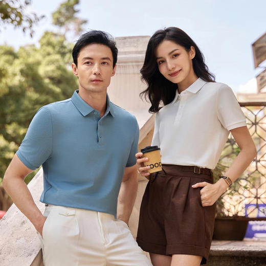 精织螺纹领40支双股长绒棉柔软透气凉感翻领上衣  XYD-7602 商品图0