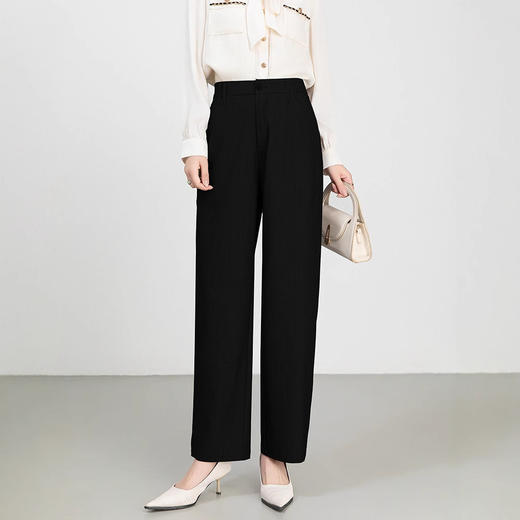 雀说亮丝牛仔裤垂感裤女裤春高腰西装裤显瘦休闲裤直筒长裤 WAL25CF0018 商品图2