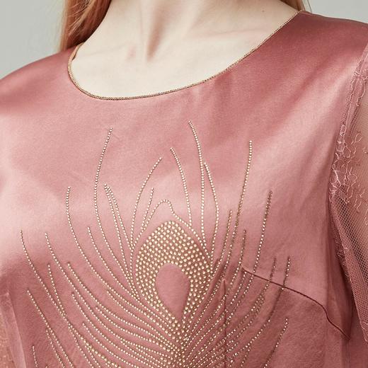 LA816夏季大羽毛圆领收腰气质中长款连衣裙 商品图4