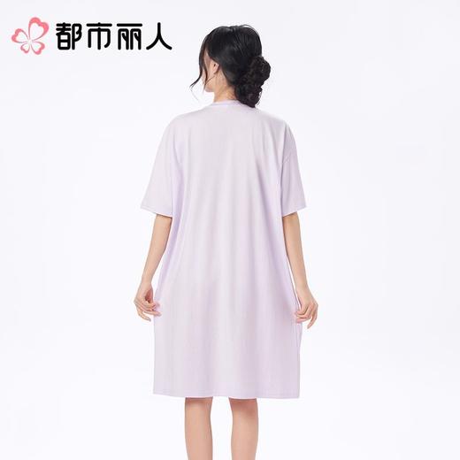 都市丽人睡衣女士睡衣薄家居服32支CVC单面睡衣女士棉质短袖裙女装睡裙LHC6D0 商品图4