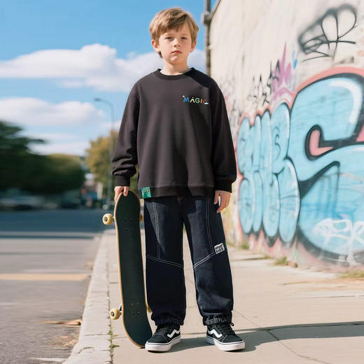 【MQD】童装男大童26春季新款儿童学院印花潮酷保暖休闲圆领长袖卫衣 商品图3