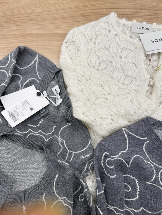 美爆~鄂尔*多思山羊绒真丝珠片纱提花镂空宽松针织衫【包邮+三天无理由退换】 商品图6