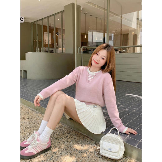 <曾小咸推荐>3.10现货秒杀 ！微信超特价！韩系假两件针织衫 日常179.99 立减90 秒杀89.99！！ 商品图3