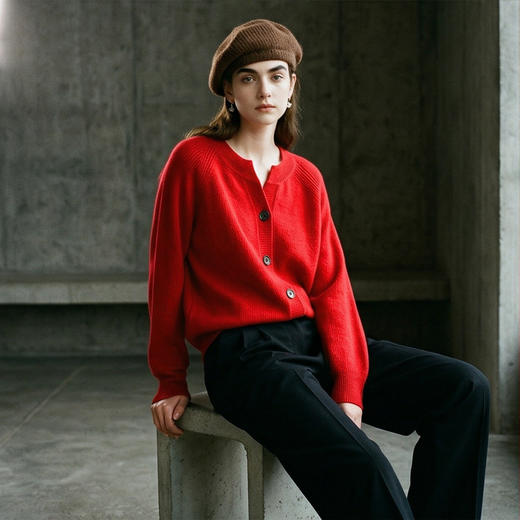 PALUOPO/PL小V领女开衫ET23228R/约重360g帕罗 商品图1