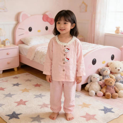 儿童云朵棉家居服套装春夏款女童休闲花边开衫睡衣宝宝卡通空调服90-170 商品图0
