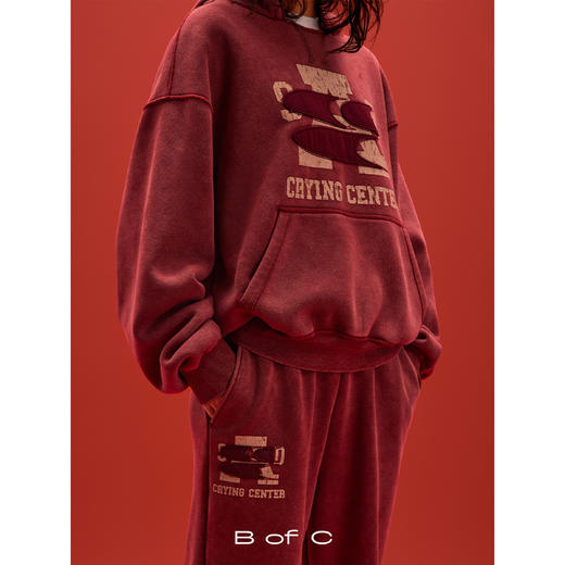 CryingCenter联名bofc 奥粒绒洗水做旧复古字母连帽卫衣 商品图2