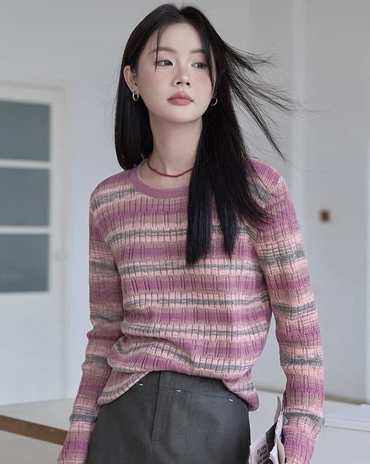 老米优品🎈春季上新！《10%绵羊毛🌈渐变彩虹色微镂空针织衫》 把彩虹穿在身上  多巴胺渐变色调   10%羊毛精纺针织 商品图3