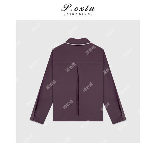 03-2潘依绣丁丁宠粉复古时髦松弛感拼边长袖衬衣Q7491 商品图1