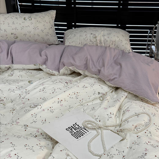 春季焕新床品 【海棠春 沐纱绵印花四件套】清新印花 色彩艳丽 舒适软糯 柔软亲肤 排湿透气如坠云端 床单款 床笠款 MWX 商品图5