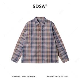 SDSA男装2026新款高贵轻奢老钱风撞色格纹格子长袖衬衫经典百搭