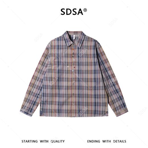 SDSA男装2026新款高贵轻奢老钱风撞色格纹格子长袖衬衫经典百搭 商品图0