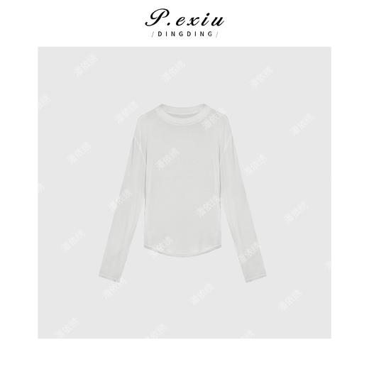 03-2潘依绣丁丁宠粉基础款圆领纯色显瘦简约长袖打底上衣Q8729 商品图0