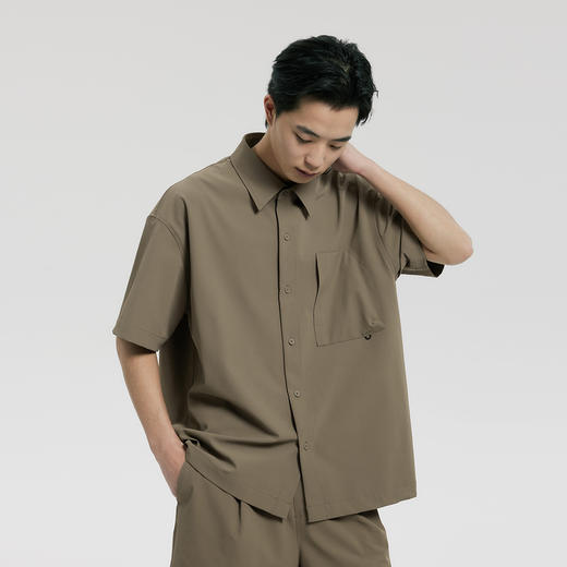 MODE COMMUTER | MC斜纹微弹抗皱微弹细密面料翻领短袖衬衫 商品图3