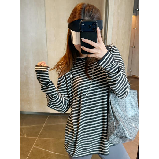 2603115    “松弛女王”条纹上衣 真丝羊绒 商品图6