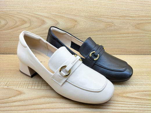 豪行真皮女鞋23330516低帮中跟软皮百搭乐福单鞋 商品图2