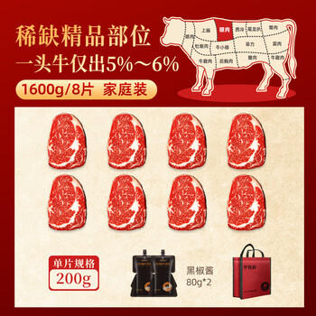 华牧鲜【真原切认证】阿根廷谷饲原切眼肉牛排1.6kg 进口生鲜牛肉 商品图1