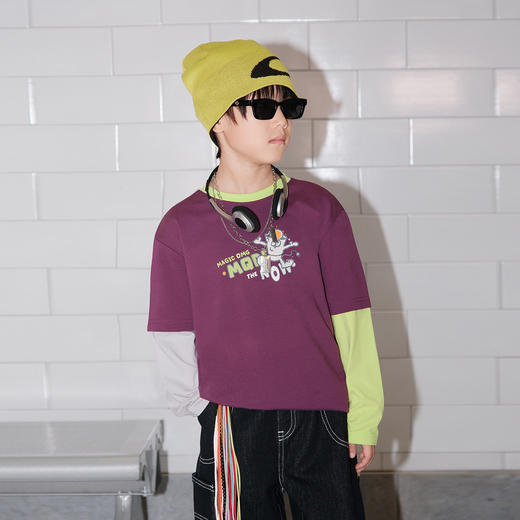 【MQD】童装男大童26春季新款儿童学院风休闲百搭亲肤拼接撞色长袖T恤 商品图3