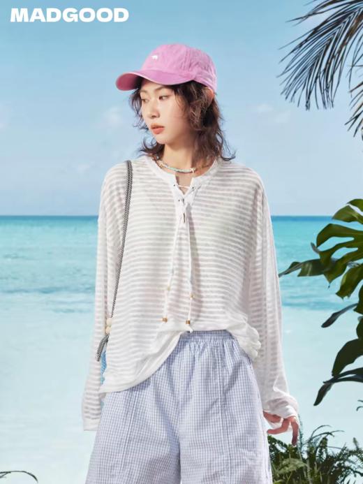 马得工地/MDGDTX222214/条纹绑带串珠罩衫 商品图3