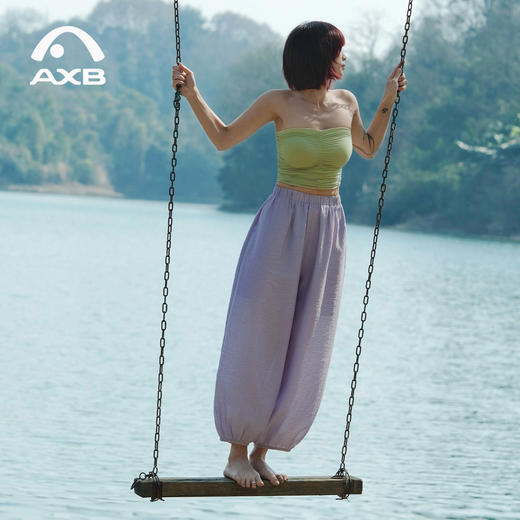 爱暇步2026春季新款内观流宽松瑜伽裤女紫色度假风萝卜灯笼裤外穿 商品图4