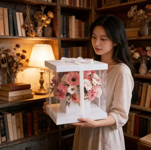韩式粉绣球正方体鲜花礼盒 商品图4