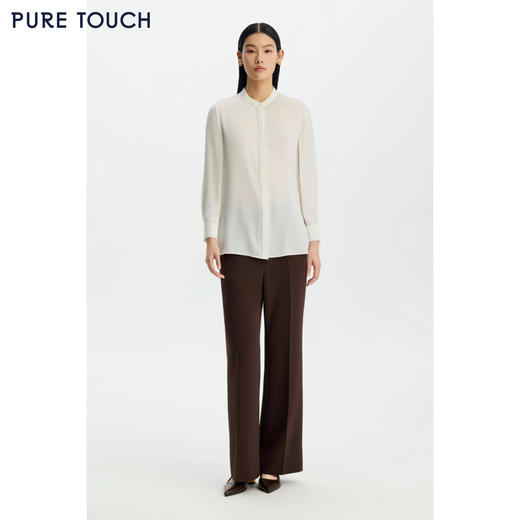 商场同款PURE TOUCH26春夏新款立领长袖衬衫弹力双乔桑蚕丝衬衫女 商品图3