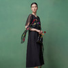 【林栖设计小店】一念春花|黑色优雅百搭桑蚕丝印花飞片2026夏新款连衣裙1962010 商品缩略图3