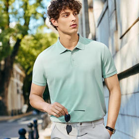 简约商务休闲双纱液氨棉短袖翻领polo衫   XYD-5601